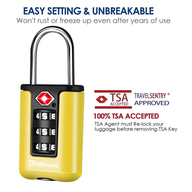 BRILLIRARE 2 Pack TSA Approved Luggage Locks, Combination Travel Padlock,