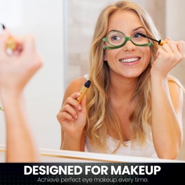 SODQW 2 Packs Makeup Reading Glasses for Women Round One Eye Rotating Magnifying Cosmetic Readers Make Up Eyeglasses