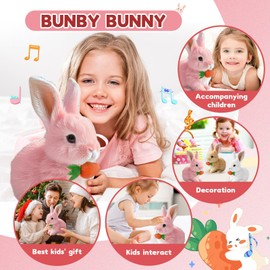 Bunny Toy , Bunny Pal hopping bunny toy Pet Plush,Life Like Robotic Bunny，Bunnypal Realistic Bunny，Jumping,Twitching,And Shaking LED Emitting Ears,Animated Bunny Toys Gift for Toddlers Birthday（Brown）