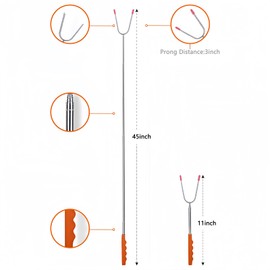 Beiskll Extra Long 45” Smores Sticks,Marshmallow Roasting Sticks for Fire Pit, 2 Pack Smore Skewers Kit for Hot Dog,Telescoping Camping Campfire Accessories (Orange+Black)
