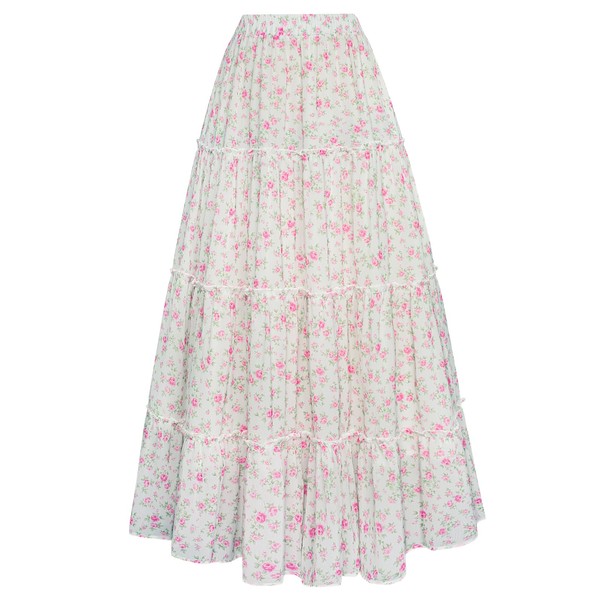 Scarlet Darkness Maxi Skirt for Women 2025 Summer Floral Skirt