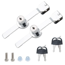 Qjaiune 2 Pack Sliding Glass Door Lock Showcase Display Case Lock, Ratchet Lock Reptile Cage Lock and Key, Vivarium Lock for Drawer Cabinet, Fit Thickness 0.08-0.31 Inch / 2-8mm, Keyed Alike