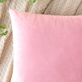 EMEMA Pack of 2 Velvet Throw Pillow Covers Decorative Square Pillowcase Soft Solid Cushion Case for Sofa Bedroom Chair Car 18x18 Inch Bright Pink