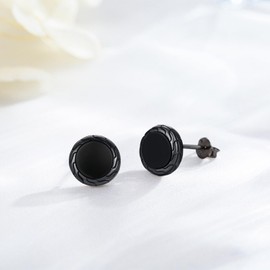 Twoowl Black Onyx Earrings 925 Sterling Silver Black Gold Stud Earrings Black Onyx Jewelry Gifts Birthdays Christmas for Women Men