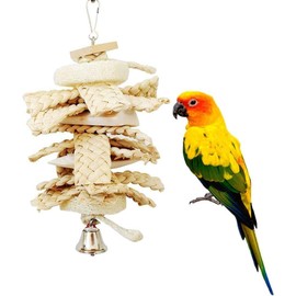 Litewoo Parrot Chew Toys Bird Beak Grinding Grass with Bell Swing Suitable for Parakeet Cockatiel Cockatoo Conures Budgie Lovebirds Finch
