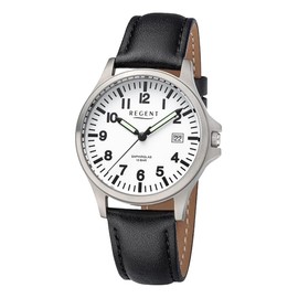 REGENT Titanium Watch Unisex with Genuine Leather Strap 36 mm Analogue 10 ATM Sapphire Glass 1969.90.19, White leather, Strap.