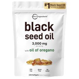 Micro Ingredients Black Seed Oil Softgels, 3,000mg, 240 Count | 2-in-1 Formula with Oil of Oregano, Carvacrol & Thymoquinone | Plant Based, Non-GMO, & Immune Support