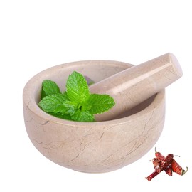 Exquisite Marble Mortar and Pestle Set - Your Ultimate Kitchen Essential for Grinding Spices, Making Guacamole, Salsa, Pesto, and Crushing Pills (Viron, Bowl Shape (5"))