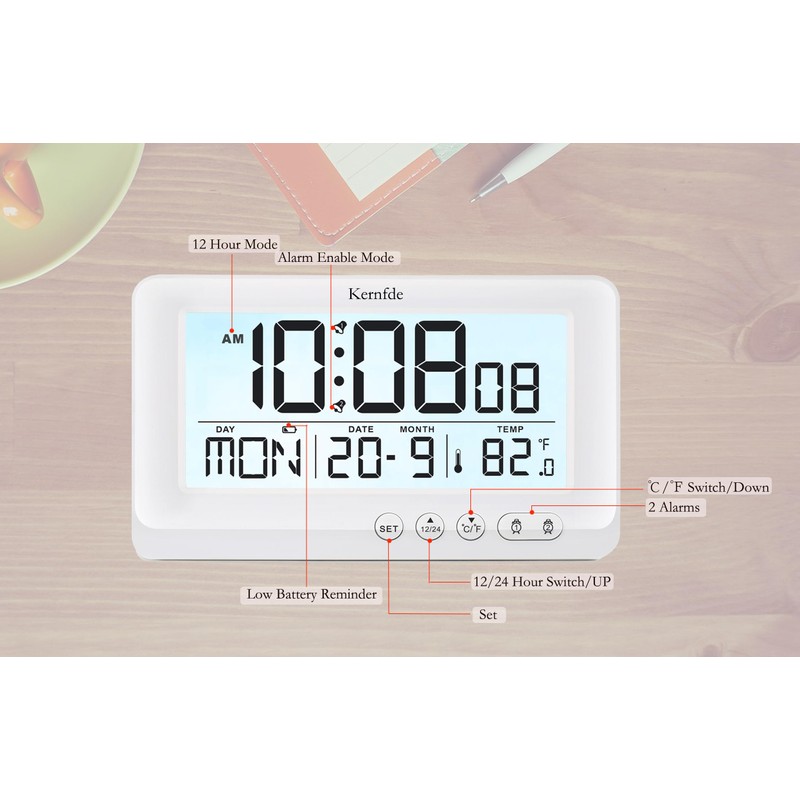 Kernfde Travel Alarm Clock Battery Powered,Alarm Clocks for Bedrooms,Small Digital