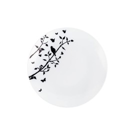 EcoQuality 6" inch Round White Plastic Plates with Black Floral Design - Spring Flower Heavy Duty Small Disposable Dessert Plates Weddings, Tableware, China Like Party Plates (110 PACK)