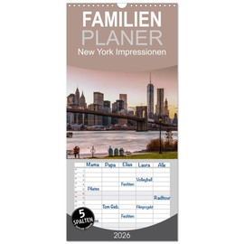 Familienplaner 2026 - New York Impressionen mit 5 Spalten (Wandkalender, 21 cm x 45 cm), CALVENDO: Eindrücke einer Stadt, die niemals schläft (CALVENDO Orte)