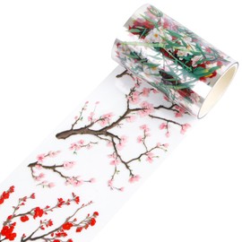 Sitsink Junk Journal PET Tape - Flower Bird Scrapbooking Supplies Journaling Tape, Floral Stickers for Scrapbook Crafts Decorate