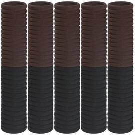 Fishinsea 150 Pcs Elastic Hair Ties No Damage for Thick & Thin Hair, Ponytail Holders, Elastics, Soft Pony Tails Bands for Women, Black & Brown