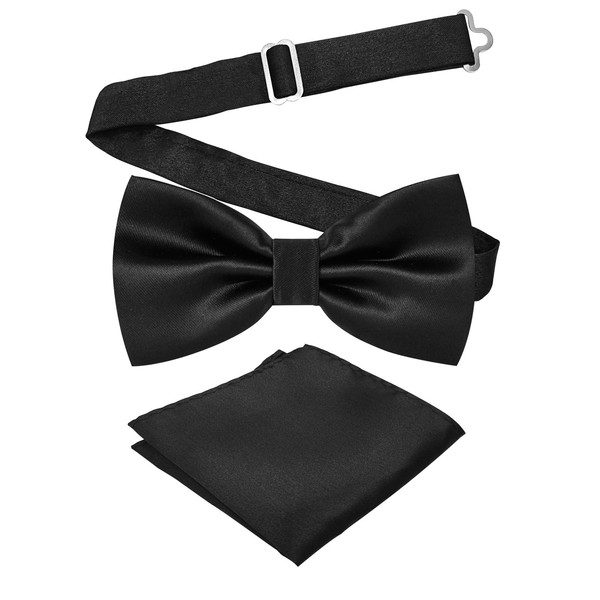 Cretty-Meet Adjustable Bowtie and Pocket Square Set Men Bowtie and