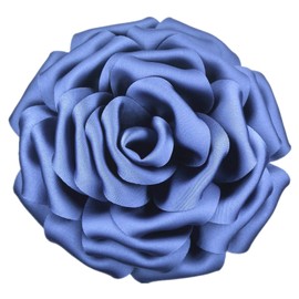 Rose Flower Brooches for Women Hand-Crafted 160mm Large Silk Satin Floral Pin for Weddings Party Dress Jackets Mother of the Bride Gift (Navy Blue)