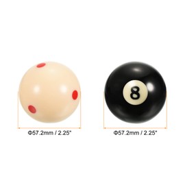 PATIKIL 57mm Billiard Cue Ball #8 Billiard Ball 2-in-1 Regulation Size Replacement Pool Billiard Cue Ball for Billiard Table Beige Black