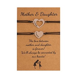 Mother Daughter Bracelets Set for 2 Matching Bracelets for Mom and Daughter Gifts from Mom Daughter Heart Matching Bracelets for Women