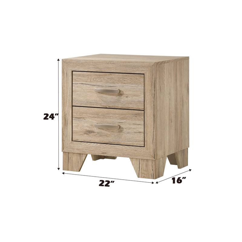 Acme Miquell 2-Drawer Wooden Nightstand in Natural