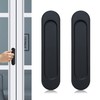 Oval Sliding Door Pulls, 2Pcs Matte Black Aluminum Alloy Flush