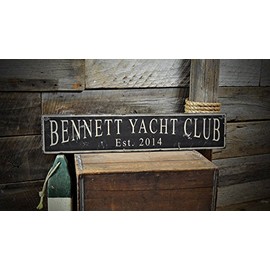 Custom Yacht Club Est. Date Wooden Sign - 7.25 x 36 Inches