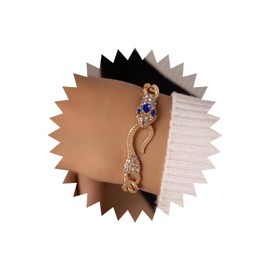 Wendalern Punk Gold Cuban Link Bracelet Crystal Rhinestone Snake Bracelet Curb Chain Snake Bracelet Vintage Cobra Animal Cuban Bracelet Accessories Jewellery for Women Girls, Zinc