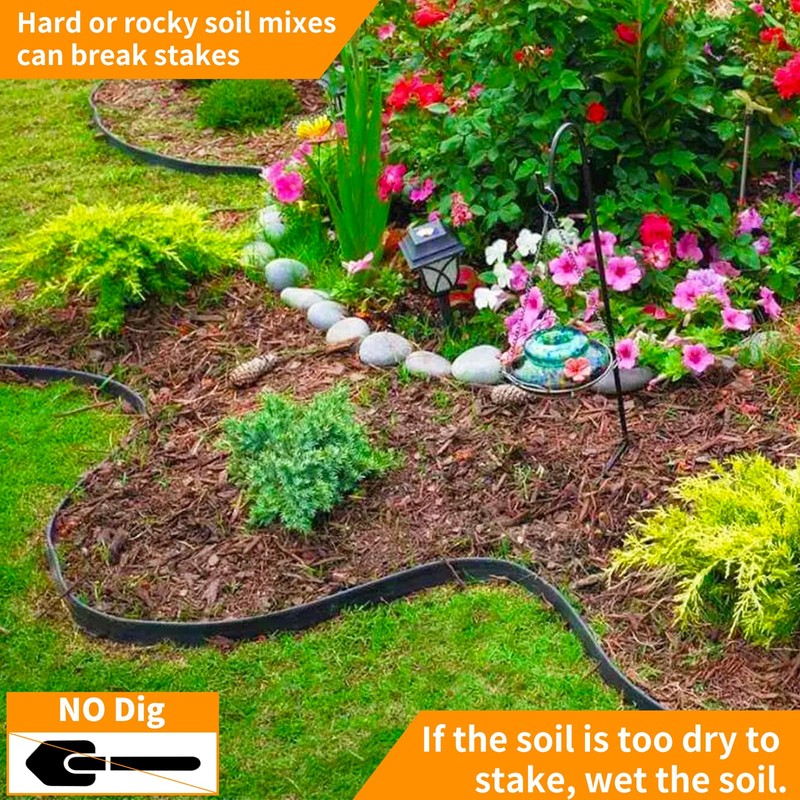 Yonroik No Dig Lawn Edging Kit,Landscape Edging with Stakes fit