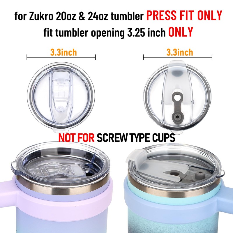 Zukro Replacement Lid for 20 oz and 24 oz Tumbler