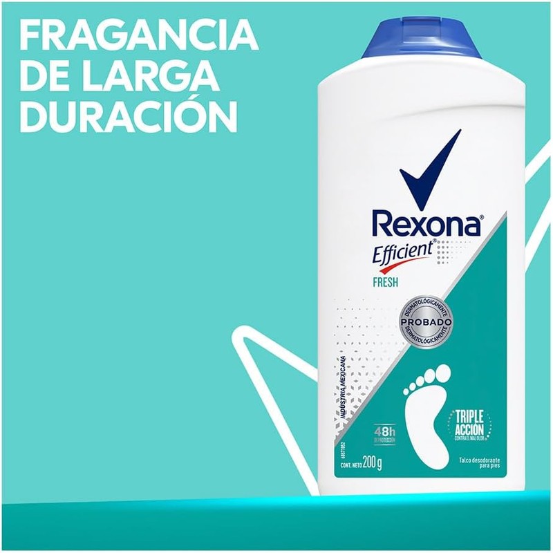 Talco Desodorante para Pies REXONA Efficient Fresh, 200 g