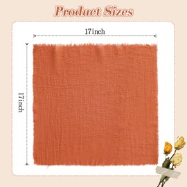 Kukinta Linen Napkins Set of 12, Versatile 17x17 Inches Handmade Cotton Cloth Napkins, Dinner Table Cloth Napkins for Wedding, Christmas and Parties, Orange