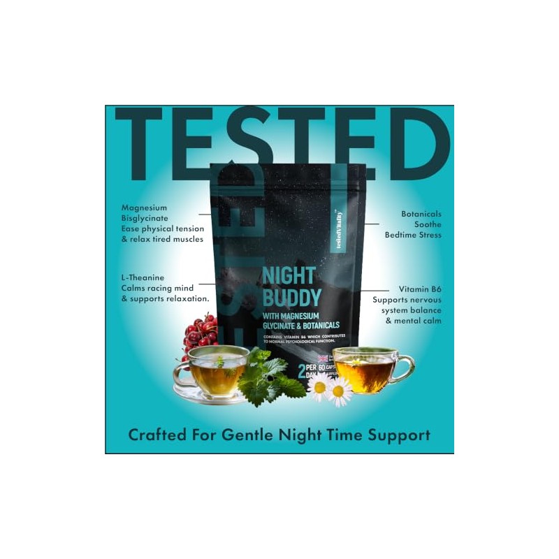 Night Buddy Magnesium Glycinate | with Chamomile, L-Theanine, Tart Cherry,