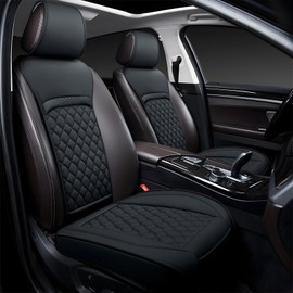 Joy Forserve Front Car Seat Covers for Nissan,Leather Waterproof Seat Protector Custom Fit Nissan Rogue Altima Frontier Sentra Pathfinder Juke Maxima,2 Pack,Black