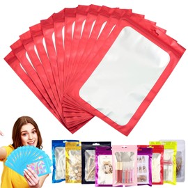 Red Foil Ziplock Bags Medium Smell Proof Bag Mylar Bags Holographic Packaging Bags,20pcs 20x30cm Resealable Storage Pouches Grip Seal Bags Clear Plastic Bags for Food Storage,Jewelry,Electronics