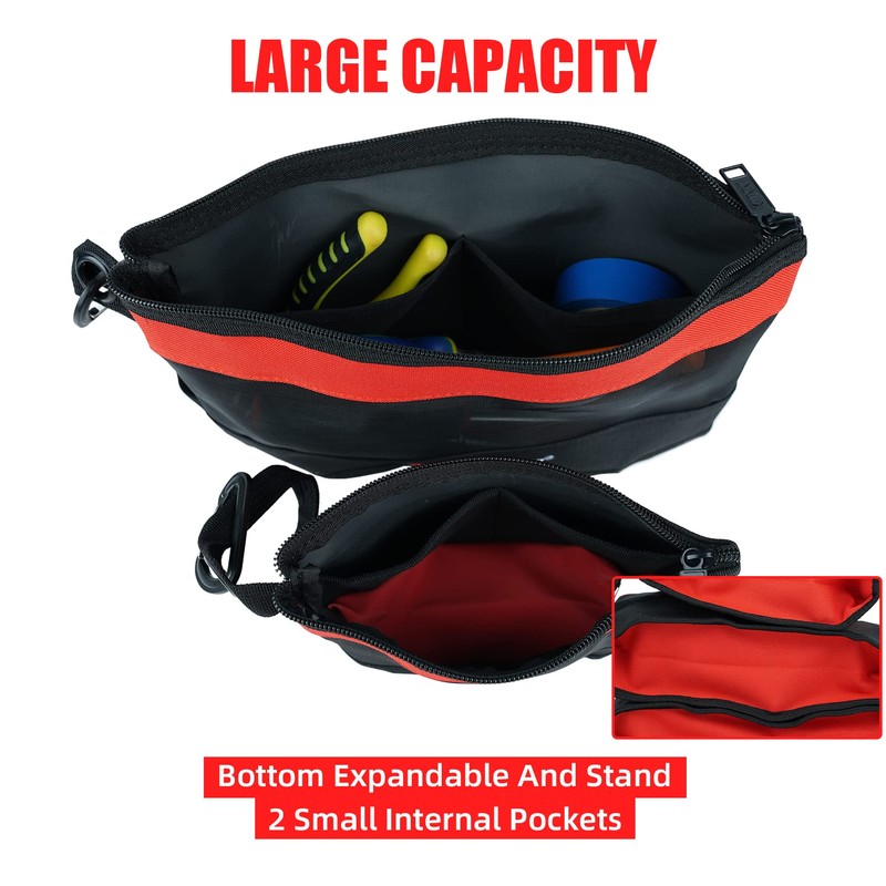 Small Tool Bag,Stand-Up Zipper Pouch Heavy Duty Multi-Purpose Storage Bags,Red,3-Pack