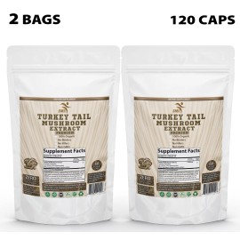 SMS Turkey Tail Mushroom 50% Poly Extract Powder 120 Veggie Capsules Organic Non GMO