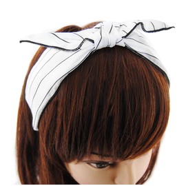 axy HR33 Hair Band Series 33 Hair Band with Bow Vintage Beautiful Headband (Motif 10 - White), Fabric
