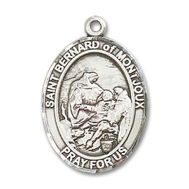bliss Sterling Silver St Saint Bernard of Montjoux Pendant Necklace on 24'' Chain