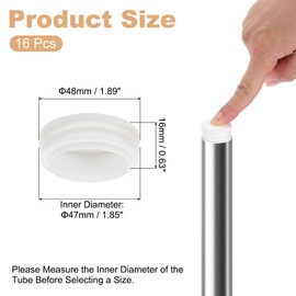 PATIKIL Round Plastic Plugs, Pack of 16 1.89 Inches/48 mm Pipe Plugs, Plastic Cap for Round Pipes, Chair Legs, Furniture, Metal Pipe Hardware Plugs, Fences, White