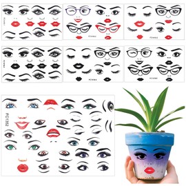 7Pcs Face Stickers for Flower Pots Crafts Make a Face Stickers for Women Makeup Lips Mouth Eyes Eyebrows Nose Decals for Cup Suitcase Fun DIY Sticker Kit Holiday Party Decoration Creative Accessories