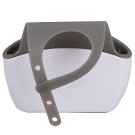Home Basics Effective Draining Faucet Sponge Holder Sink Caddy, White/Grey