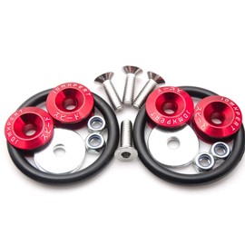 Xotic Tech JDM - Sujetadores de liberación rápida compatibles con parachoques de coche, tapas de escotilla de guardabarros (rojo)