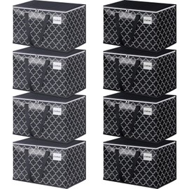 EpicTotes Extra Large Moving Bags, Heavy-Duty Storage Totes with Zipper Top and Sturdy Handles, Moving Supplies for Space Saving and Packing, Collapsible Storage Bags, Black & Gray, 125L, 8-Pack