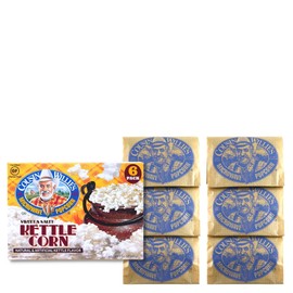 Cousin Willie's Microwave Popcorn Bags, Kettle Corn (6 Bags), Gourmet Popcorn Boxes for Party, Whole Grain Popcorn, Gluten Free, Low Calorie Healthy Snack, Made in USA, non-GMO