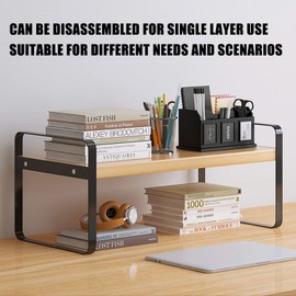 YGYQZ Desk Organizer Shelf，2 Tier Detachable Table Top Bookshelf, Freestanding Display Shelf for Office, Dormitory, Home