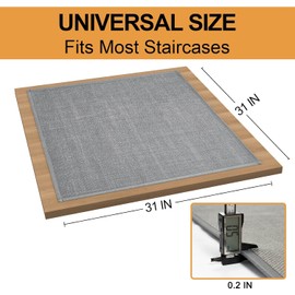 Alfombra antideslizante SUMLANS para escaleras de madera, alfombra de aterrizaje antideslizante con respaldo de goma, poliéster suave resistente, gris, 78.74 cm x 31 cm x 31 cm, para interiores
