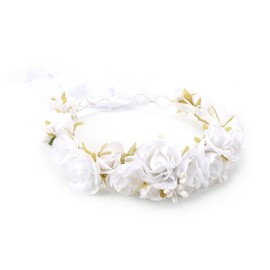 PoshMyra White Flower Crown for Girls First Communion Kids Floral Headband Child Hair Accessories Birthday Party Photo Prop