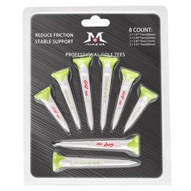 MAZEL Plastic Golf Tee, Increased Distance, Durable, Break-Resistant, Long Tee/Short Tee, Screwdrivers, 8 Pieces, 2.0 inches (50 mm), 2.4 inches (62 mm), 2.9 inches (73 mm), 3.2 inches (83 mm) (Light