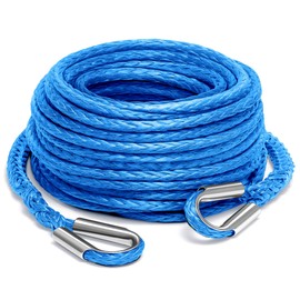 Kolvoii Winch Rope Extension 1/4 Inch x 50 Ft 10,000 Lbs, Synthetic Winch Extension Line Cable for Off Road Vehicle ATV UTV Truck etc (Blue)