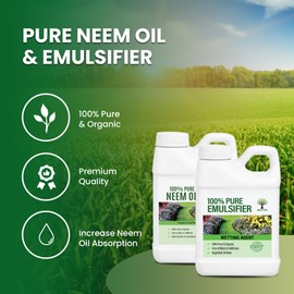 Nature’s Will Combo Pack | 100% Pure Cold-Pressed Neem Oil & Organic Emulsifier | for Easy Mixing & Natural Plant Care (16 oz)