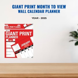 2025 Giant Print Month To View Wall Calendar Planner - Home Office Easy