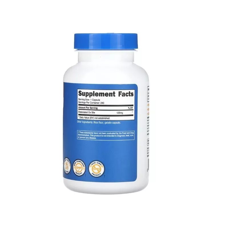 Nutricost, Ox Bile , 125 mg , 240 Capsules